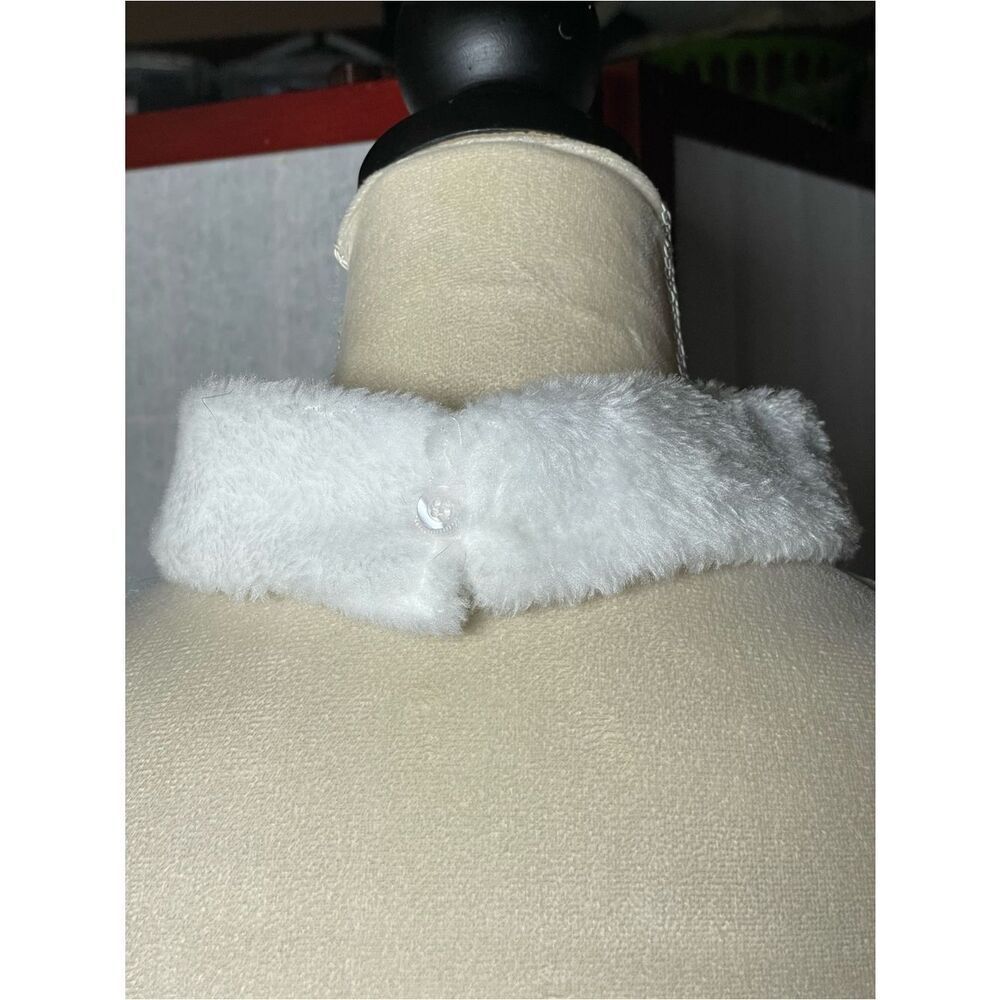 Pink Velvet Faux-Fur Trim Corset Bodice with Fluffy White Collar (Size: Large) - Picture 8 of 12